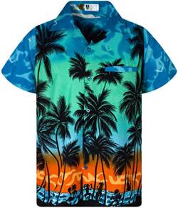 V.H.O. Funky Hawaii-Hemd, Herren, Kurzarm, Beach, Eclectic-Türkis, L von V.H.O.