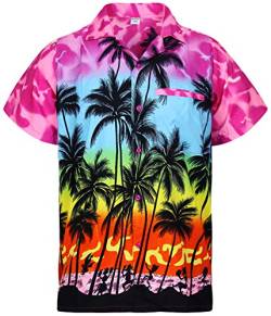 V.H.O. Funky Hawaii-Hemd, Herren, Kurzarm, Beach, Eclectic-Pink, S von V.H.O.