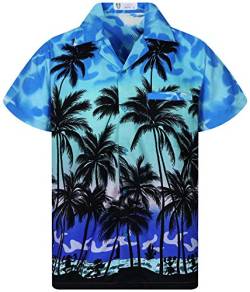 V.H.O. Funky Hawaiihemd, Kurzarm, Beach, monoblau, M von V.H.O.