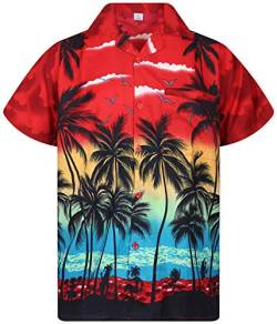 V.H.O. Funky Hawaii-Hemd, Herren, Kurzarm, Beach, Rot, 4XL von V.H.O.