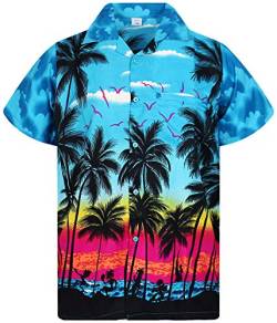 V.H.O. Funky Hawaii-Hemd, Herren, Kurzarm, Beach, Türkis, 5XL von V.H.O.