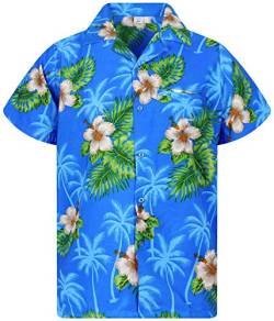 V.H.O. Funky Hawaiihemd, Kurzarm, Blumen, Small Flower, hellblau, S von V.H.O.