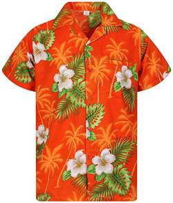 V.H.O. Funky Hawaiihemd, Kurzarm, Blumen, Small Flower, orange, 11XL von V.H.O.