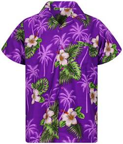 V.H.O. Funky Hawaiihemd, Kurzarm, Blumen, Small Flower, violett, 4XL von V.H.O.