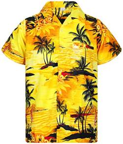 V.H.O. Funky Hawaiihemd, Kurzarm, Surf, gelb, 5XL von V.H.O.