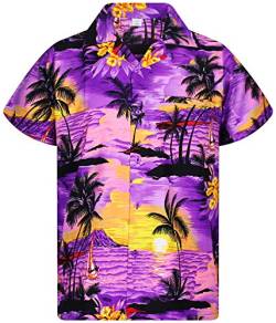 V.H.O. Funky Hawaiihemd, Kurzarm, Surf, violett, 6XL von V.H.O.