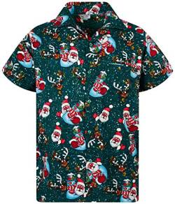 V.H.O. Funky Hawaiihemd, Kurzarm, Weihnachten, Christmas Snowflakes, Grün, 4XL von V.H.O.