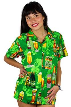 V.H.O. Funky Hawaiihemd Hawaiibluse, Bierflaschen, grün, L von V.H.O.