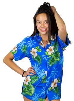 V.H.O. Funky Hawaiihemd Hawaiibluse, Kleine Blumen, hellblau, 6XL von V.H.O.