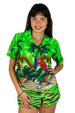 V.H.O. Funky Hawaiihemd Hawaiibluse, Papagei, grün, S von V.H.O.