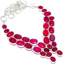 VACHEE Handgemachte schwere Halskette mit rotem Kaschmir-Rubin, 45,7 cm, für Mädchen und Frauen, 925er-Sterlingsilber vergoldeter Schmuck 28120 von VACHEE
