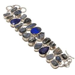 VACHEE Kyanit, blau gefärbter Saphir-Edelstein, handgefertigtes Armband mit mehreren Steinen, 17,8–22,9 cm, für Mädchen und Frauen, 925er Sterlingsilber plattierter Schmuck 3031 von VACHEE