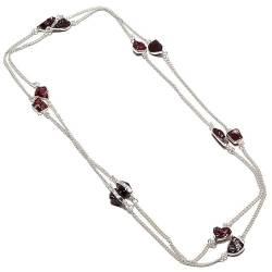 VACHEE Lila Amethyst Quarz rauer Stein handgemachte tiefe Hals lange Halskette 35" für Mädchen Frauen 925 Sterling Silber vergoldet Schmuck 1130 von VACHEE