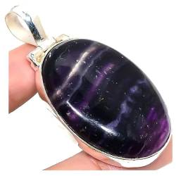 VACHEE Lila brasilianischer Amethyst-Quarz-Anhänger, handgefertigt, 4,5 cm, für Mädchen und Frauen, 925er-Sterlingsilber vergoldeter Schmuck 1896 von VACHEE