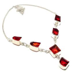 VACHEE Mosambik Roter Granat Quarz Fünf Edelsteine Handgefertigte Halskette 18" Für Mädchen Frauen 925 Sterling Silber vergoldeter Schmuck 3721 von VACHEE