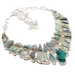 VACHEE Rubin-Zoisit-Rough-Rock-handgefertigte schwere Halskette 18" Mädchen Damen 925 versilberter Schmuck 403 von VACHEE