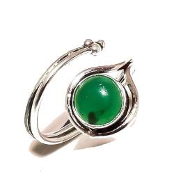 VACHEE Verstellbarer Ring aus grünem Onyx, Größe 6 US, handgefertigt für Mädchen und Frauen, 925er Sterlingsilber plattierter Schmuck 2263 von VACHEE