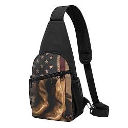 American Flag with Cowboy Boots Print Sling Backpack Unisex Sport Chest Bags Crossbody Shoulder Bag, Schwarz , Einheitsgröße von VACSAX