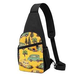 Auto und Fahrrad Print Sling Rucksack Unisex Sport Brust Taschen Crossbody Umhängetasche, Schwarz , Einheitsgröße von VACSAX