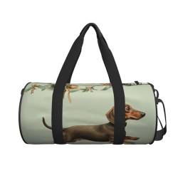 Reisetasche mit Aufdruck "Dog Running with Gift Print", niedlicher Wochenendtasche, große Übernachtungstasche, Handgepäcktasche, Sporttasche für Geschäftsreisen, Schwarz , Einheitsgröße von VACSAX