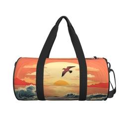 Reisetasche mit Aufdruck "Fly into The Waves", niedlich, Wochenendtasche, groß, für Geschäftsreisen, Schwarz , Einheitsgröße von VACSAX