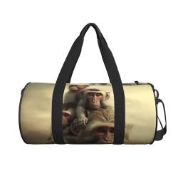 Reisetasche mit Aufdruck "Mother Monkey and Child", niedlicher Wochenendtasche, groß, für Geschäftsreisen, Schwarz , Einheitsgröße von VACSAX