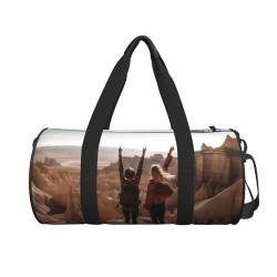 Reisetasche mit Aufdruck "Two Women Raising Their Arms", niedlich, Wochenendtasche, große Übernachtungstasche, Sporttasche für Geschäftsreisen, Schwarz , Einheitsgröße von VACSAX