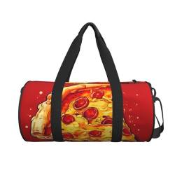 Reisetasche mit Pizza-Druck, niedlicher Wochenendtasche, große Übernachtungstasche, Handgepäcktasche, Sporttasche für Geschäftsreisen, Schwarz , Einheitsgröße von VACSAX
