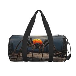 Reisetasche mit Spider-on-the-Road-Aufdruck, niedliche Wochenendtasche, große Übernachtungstasche, Handgepäcktasche, Sporttasche für Geschäftsreisen, Schwarz , Einheitsgröße von VACSAX