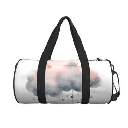 Reisetasche mit Sternen- und Wolken-Aufdruck, niedlicher Wochenendtasche, große Übernachtungstasche, Handgepäcktasche, Sporttasche für Geschäftsreisen, Schwarz , Einheitsgröße von VACSAX