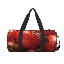 Reisetasche mit reifer roter Tomaten-Aufdruck, niedlicher Wochenendtasche, große Übernachtungstasche, Handgepäcktasche, Sporttasche für Geschäftsreisen, Schwarz , Einheitsgröße von VACSAX