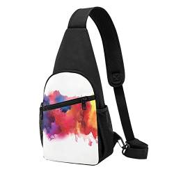 Stains of Watercolor Paint Splatters Print Sling Backpack Unisex Sport Chest Bags Crossbody Shoulder Bag, Schwarz , Einheitsgröße von VACSAX