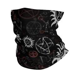 Supernatural Symbole Schwarz bedruckte Gesichtsmaske Bandanas Hals Gamasche Kopfbedeckung Magischer Schal Stirnband Nahtlose Gamasche Sport Outdoor, weiß, One size von VACSAX