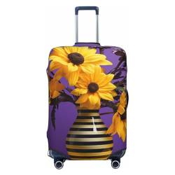 VACSAX Gepäckabdeckung mit Blumenmuster, elastisch, waschbar, Koffer-Schutz, Reisegepäck-Abdeckung mit verdecktem Reißverschluss, passend für 45–81 cm, Schwarz , M von VACSAX