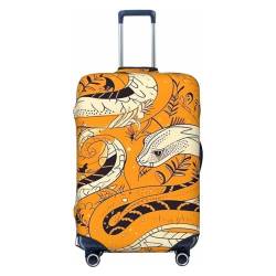 VACSAX Gepäckabdeckung mit Schlangenmuster, elastisch, waschbar, Kofferschutz, Reisegepäckhülle mit verdecktem Reißverschluss, passend für 45–81 cm, Weiß und Gelb, Schwarz , M von VACSAX
