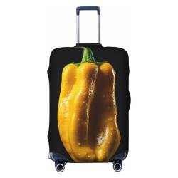 VACSAX Gepäckabdeckung mit gelbem Pfefferdruck, elastisch, waschbar, Koffer-Schutz, Reisegepäck-Abdeckung mit verdecktem Reißverschluss, passend für 45–81 cm, Schwarz , L von VACSAX