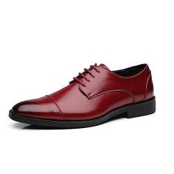 VACSAX Schwarz Anzugschuhe Herren Klassischer Business Schuhe Schnürschuhe Business Derby Oxford Hochzeit Schuhe,Rot,44 EU von VACSAX