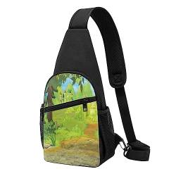 Woods and Houses Print Sling Backpack Unisex Sport Chest Bags Crossbody Shoulder Bag, Schwarz , Einheitsgröße von VACSAX