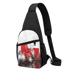 Xmas Star Balls Bell Print Sling Rucksack Unisex Sport Brust Taschen Crossbody Umhängetasche, Schwarz , Einheitsgröße von VACSAX