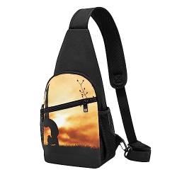 Yoga Under Sunset Print Sling Rucksack Unisex Sport Brust Taschen Crossbody Umhängetasche, Schwarz , Einheitsgröße von VACSAX