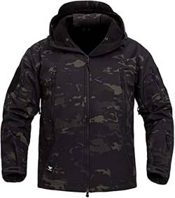 VADOOLL FENG Taktische Jacke für Herren Softshelljacke Military Camouflage Jacke Wasserdichte Softshell-Fleece-Herbst-Winter-Jacke (Green,XL) von VADOOLL