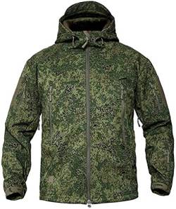 VADOOLL FENG Taktische Jacke für Herren Softshelljacke Military Camouflage Jacke Wasserdichte Softshell-Fleece-Herbst-Winter-Jacke (Jungle Camo,5XL) von VADOOLL