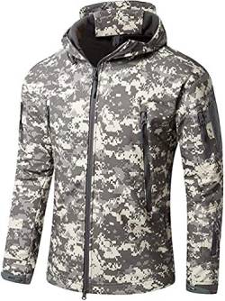 VADOOLL Herren Taktische Jacke Softshell Fleece Kapuzen Outdoor Mantel Warme Winterjacke Militär Softshell Taktische Jacke (ACU,4XL) von VADOOLL