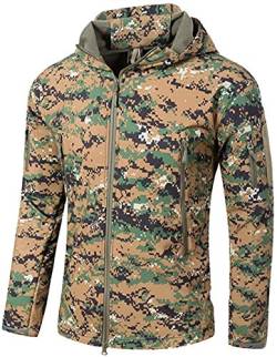 VADOOLL Herren Taktische Jacke Softshell Fleece Kapuzen Outdoor Mantel Warme Winterjacke Militär Softshell Taktische Jacke (CLSM,3XL) von VADOOLL