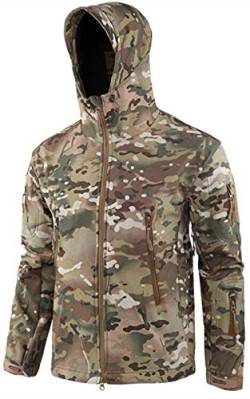 VADOOLL Herren Taktische Jacke Softshell Fleece Kapuzen Outdoor Mantel Warme Winterjacke Militär Softshell Taktische Jacke (CP,3XL) von VADOOLL