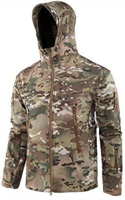 VADOOLL Herren Taktische Jacke Softshell Fleece Kapuzen Outdoor Mantel Warme Winterjacke Militär Softshell Taktische Jacke (CP,XS) von VADOOLL