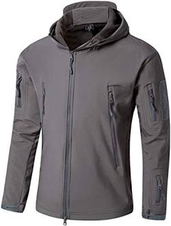 VADOOLL Herren Taktische Jacke Softshell Fleece Kapuzen Outdoor Mantel Warme Winterjacke Militär Softshell Taktische Jacke (Gray,L) von VADOOLL