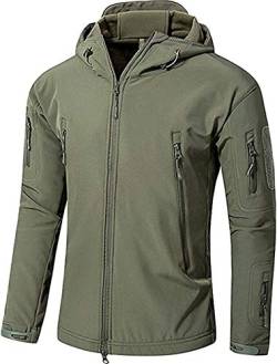 VADOOLL Herren Taktische Jacke Softshell Fleece Kapuzen Outdoor Mantel Warme Winterjacke Militär Softshell Taktische Jacke (Green,5XL) von VADOOLL