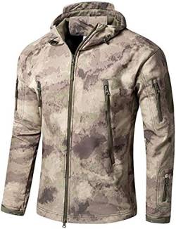 VADOOLL Herren Taktische Jacke Softshell Fleece Kapuzen Outdoor Mantel Warme Winterjacke Militär Softshell Taktische Jacke (RUIN YELLOW,5XL) von VADOOLL