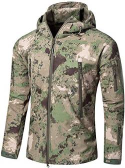 VADOOLL Herren Taktische Jacke Softshell Fleece Kapuzen Outdoor Mantel Warme Winterjacke Militär Softshell Taktische Jacke (Ruin Green,3XL) von VADOOLL